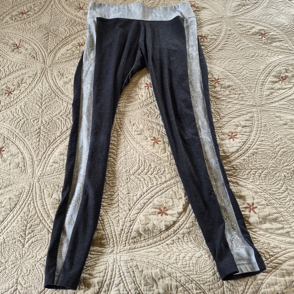 Victoria's Secret PINK Yoga Leggings in Gray with Rhinestones